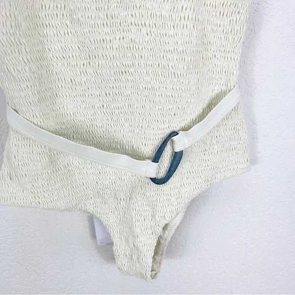 Palm Maya Smocked One-Piece Swimsuit White Size 2 NWT